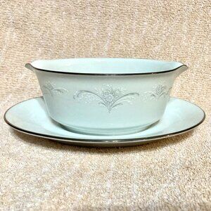 1970s Noritake Casablanca 6842 Gravy Boat Bowl Attached Underplate Fine China 8”